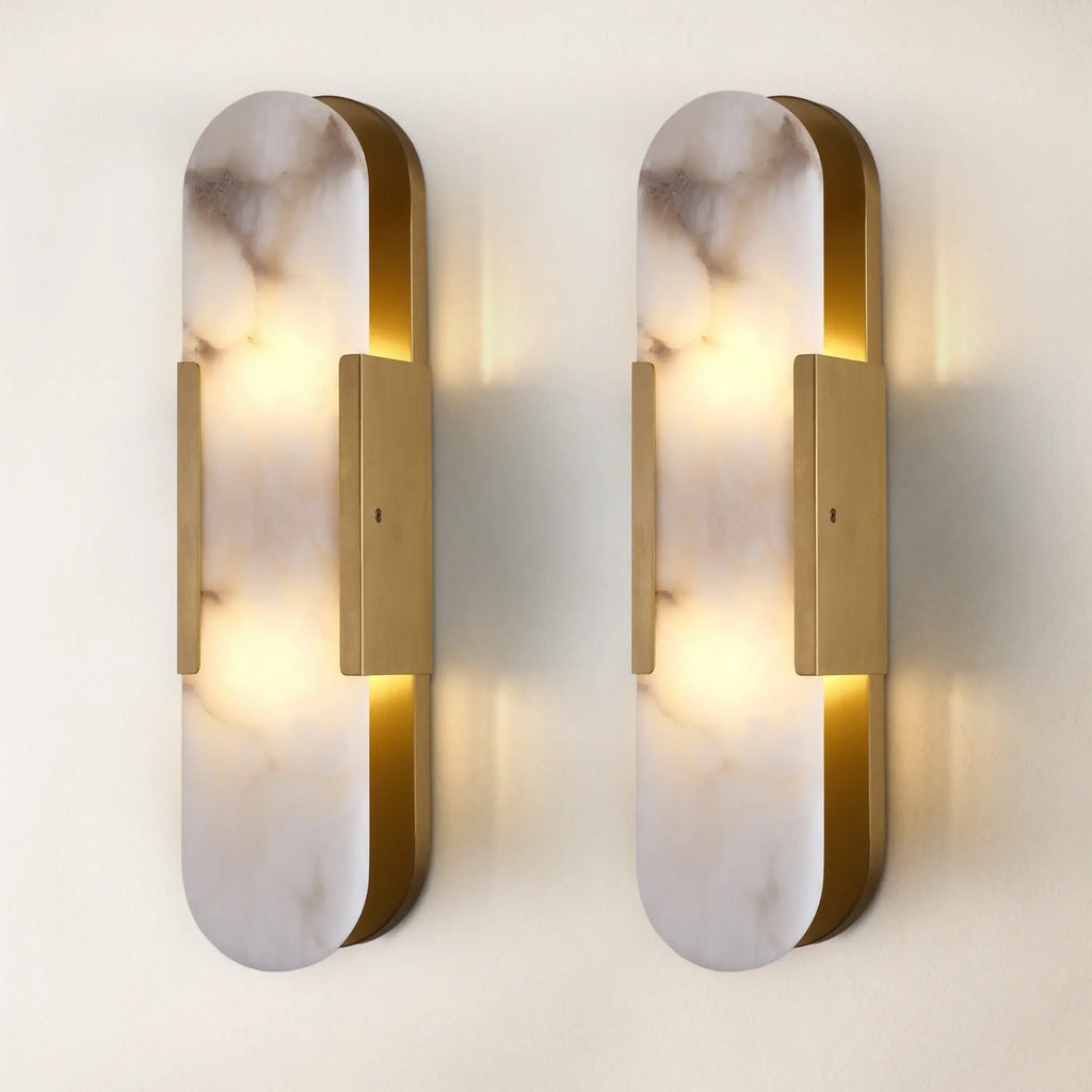 20" Height Alabaster Oval Wall Sconce