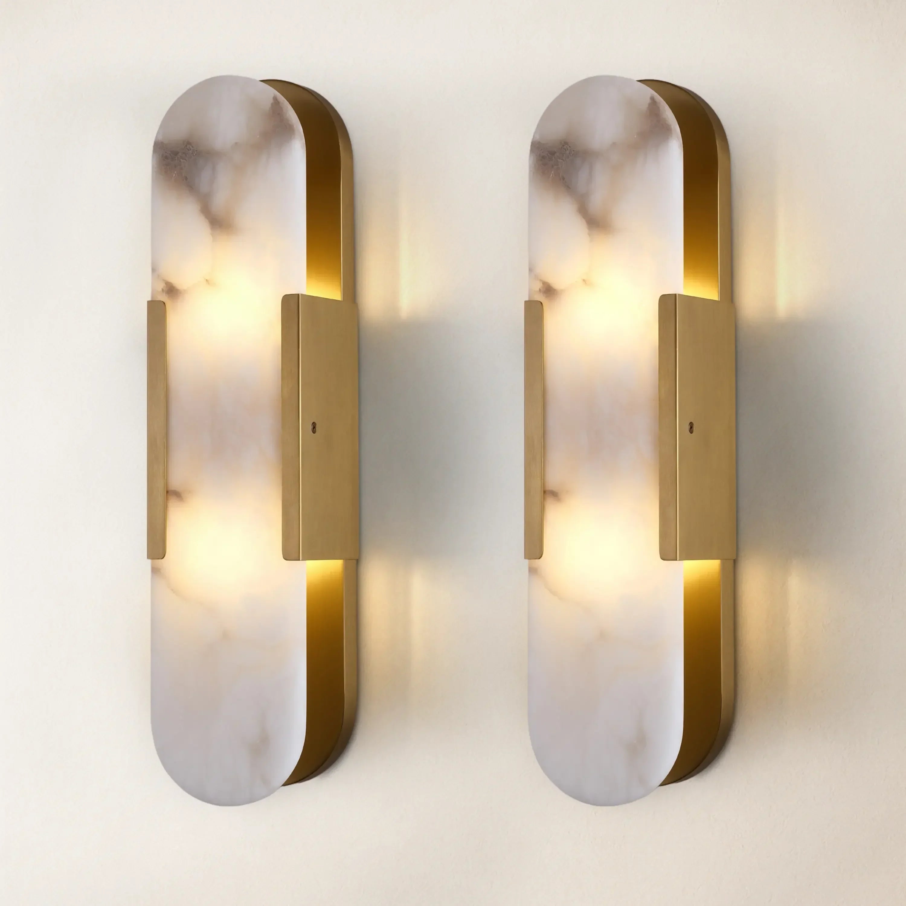20" Height Alabaster Oval Wall Sconce