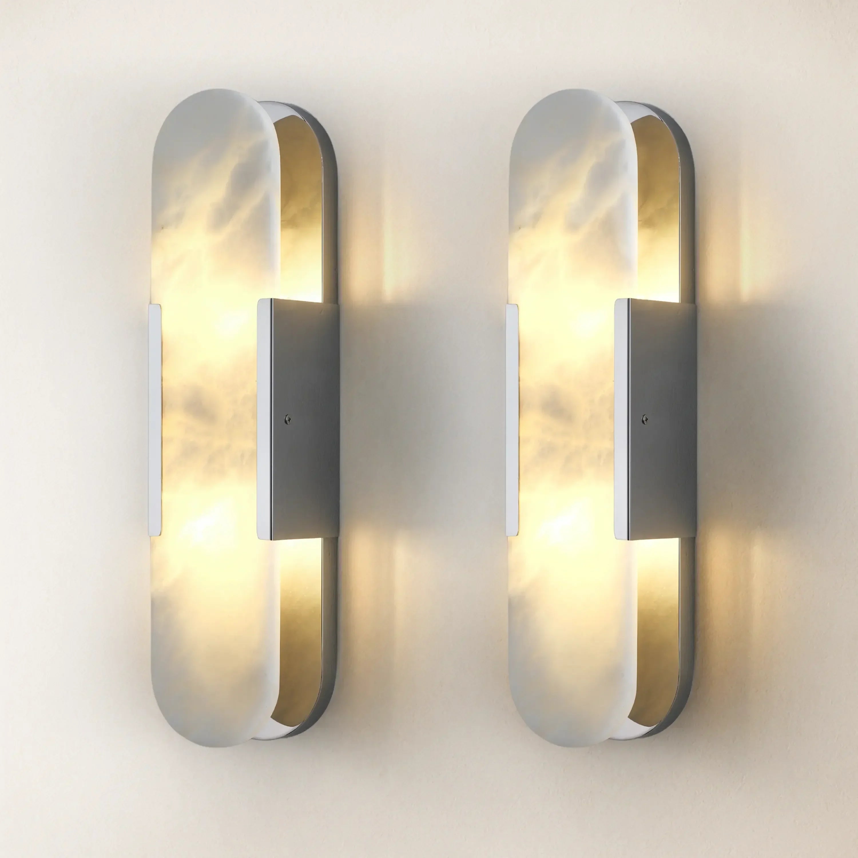 20" Height Alabaster Oval Wall Sconce