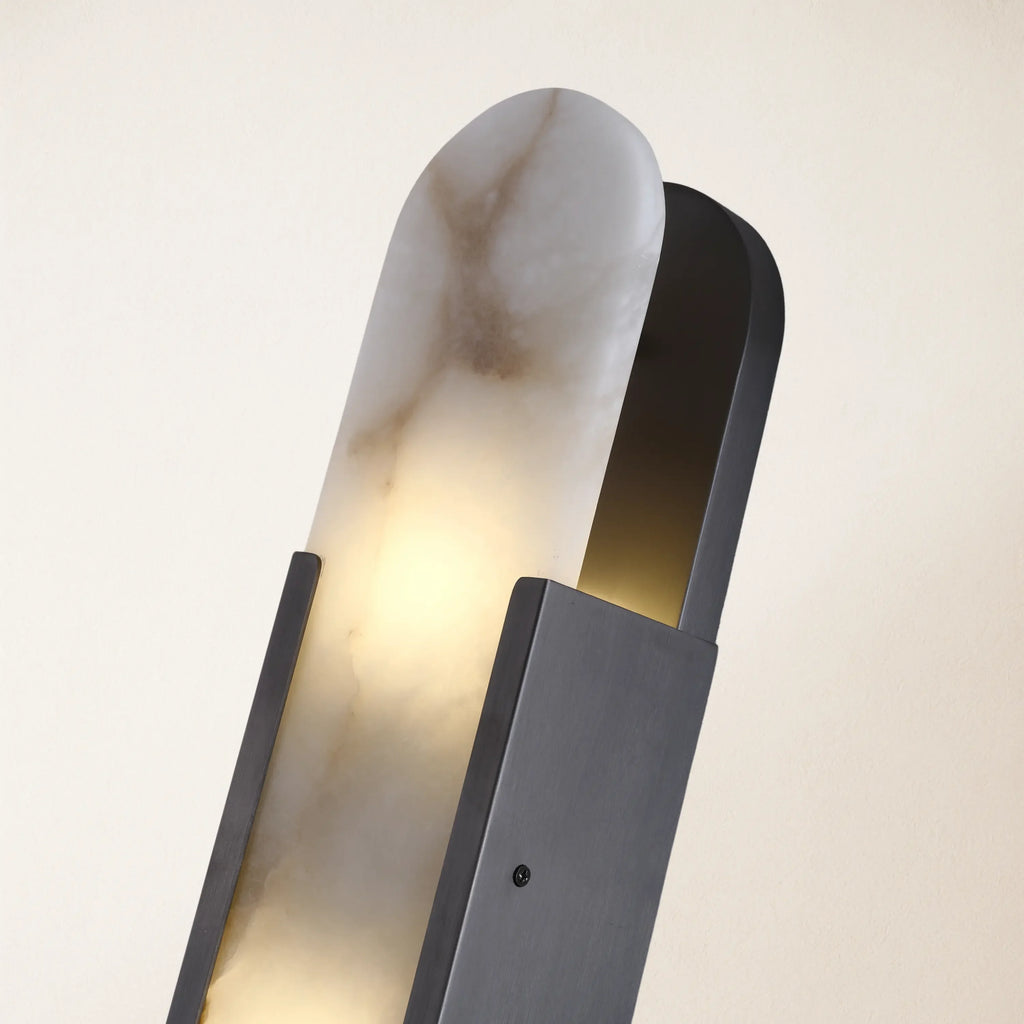 20" Height Alabaster Oval Wall Sconce