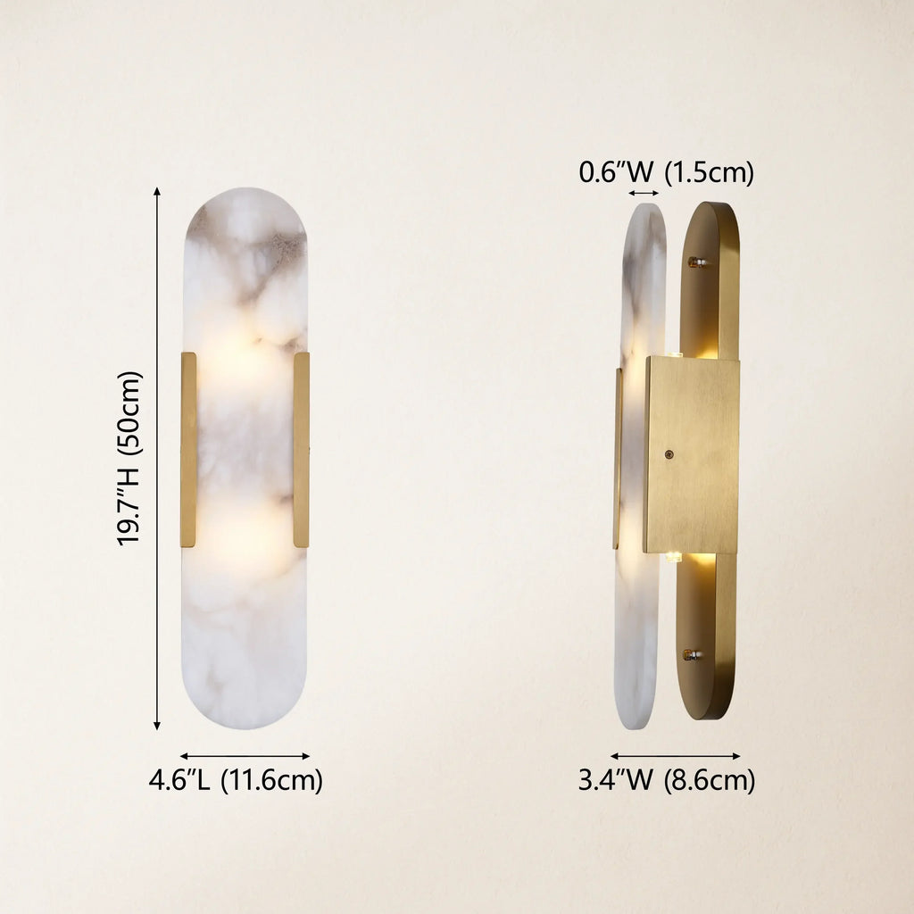 20" Height Alabaster Oval Wall Sconce