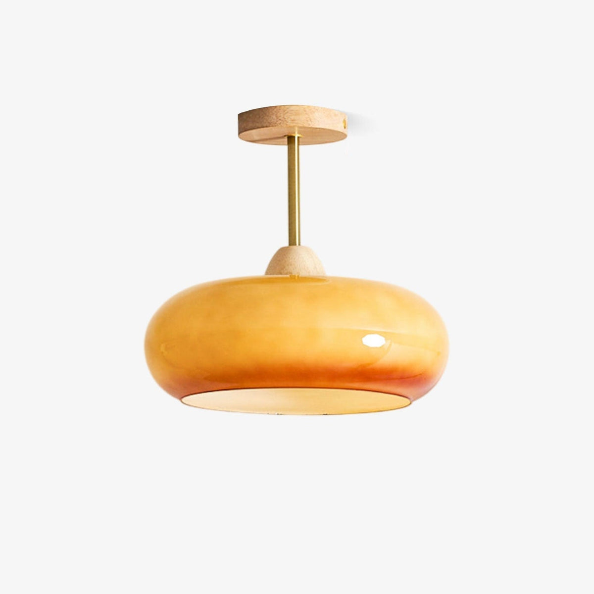 Modern Wood & Glass Ceiling Light, 12-Inch E26 Fixture