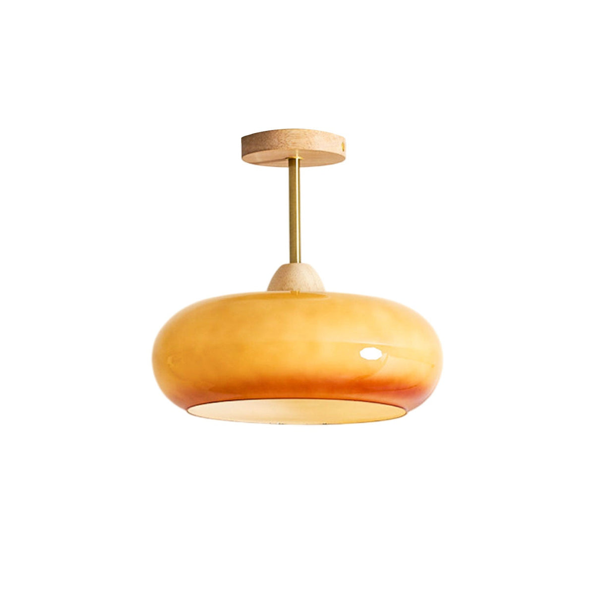 Modern Wood & Glass Ceiling Light, 12-Inch E26 Fixture