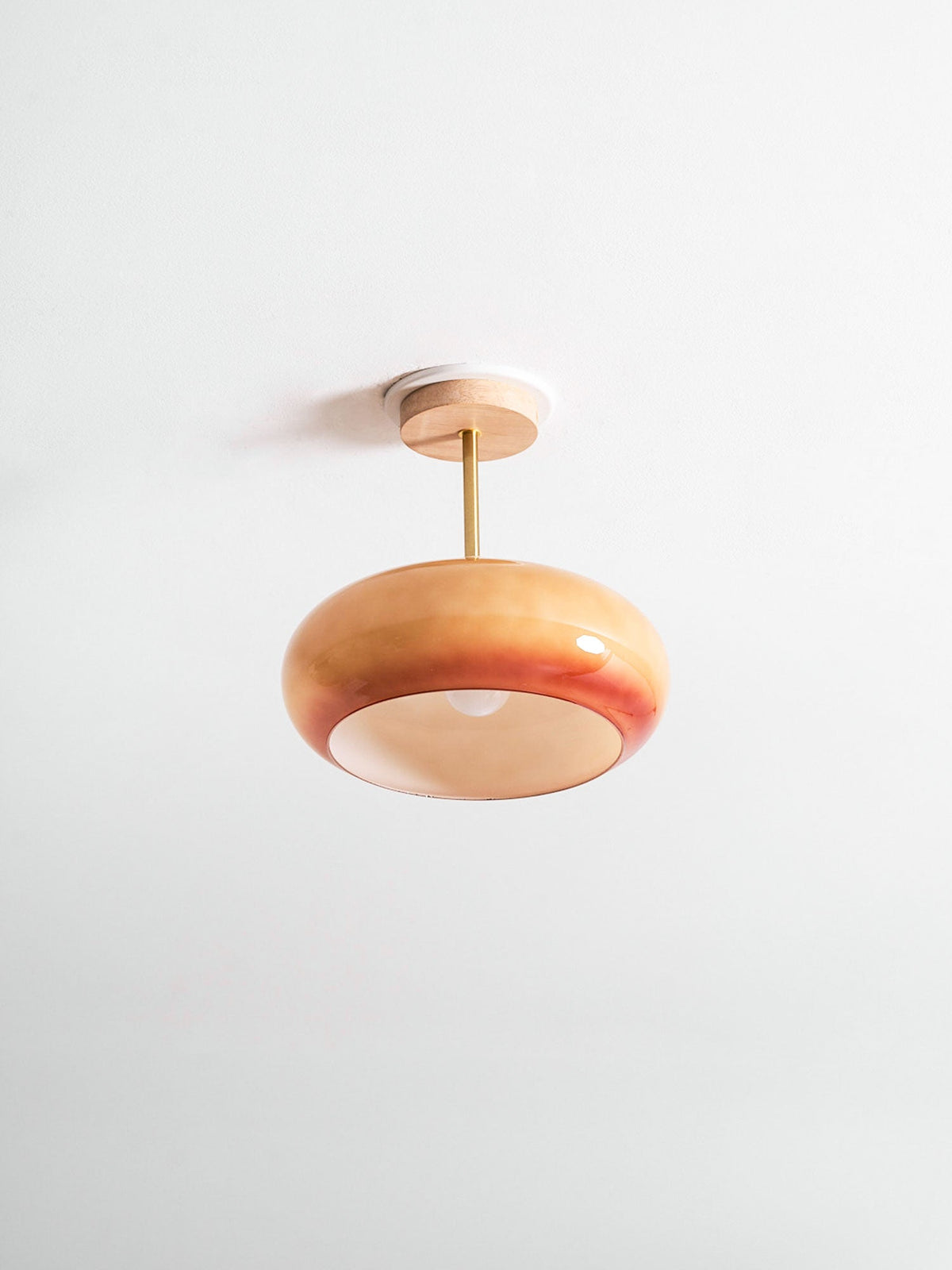 Modern Wood & Glass Ceiling Light, 12-Inch E26 Fixture