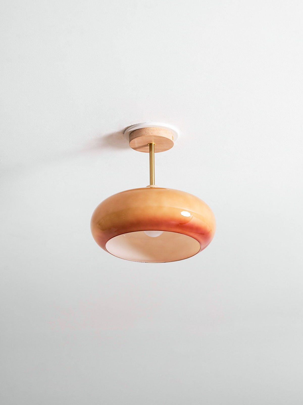 Modern Wood & Glass Ceiling Light, 12-Inch E26 Fixture