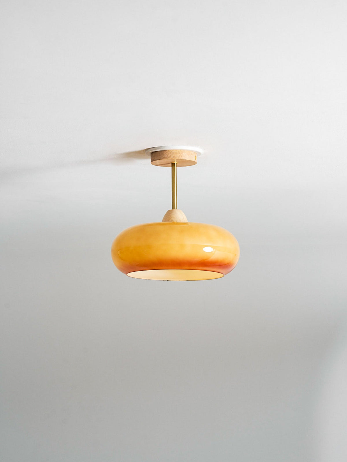 Modern Wood & Glass Ceiling Light, 12-Inch E26 Fixture