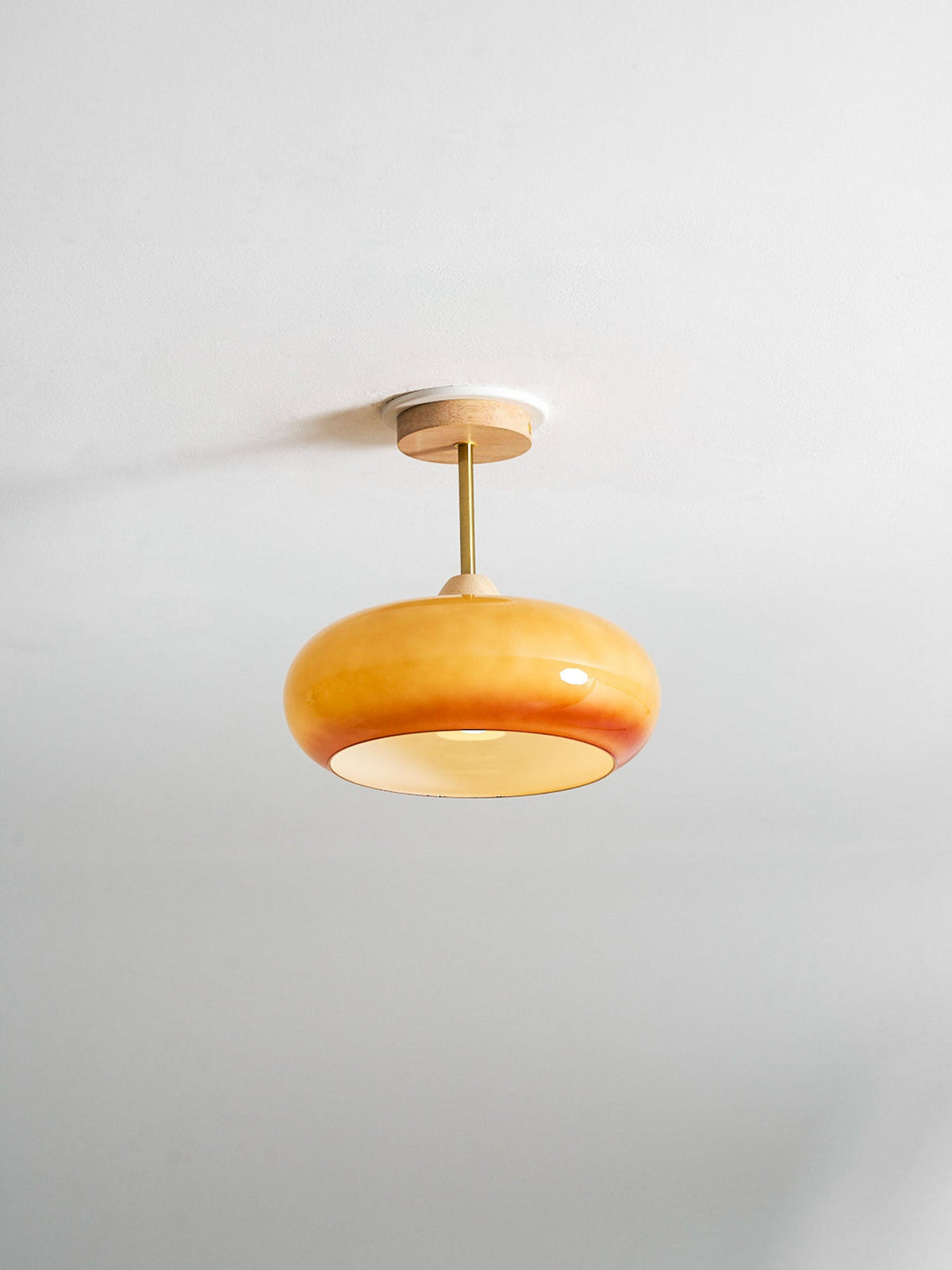 Modern Wood & Glass Ceiling Light, 12-Inch E26 Fixture