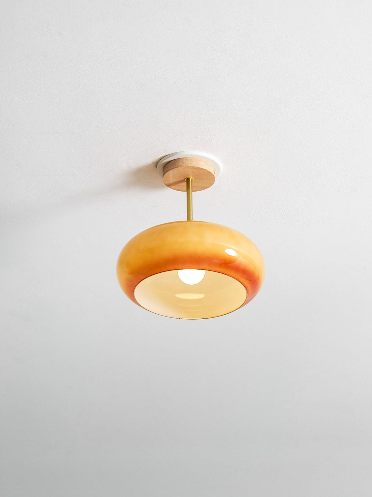 Modern Wood & Glass Ceiling Light, 12-Inch E26 Fixture