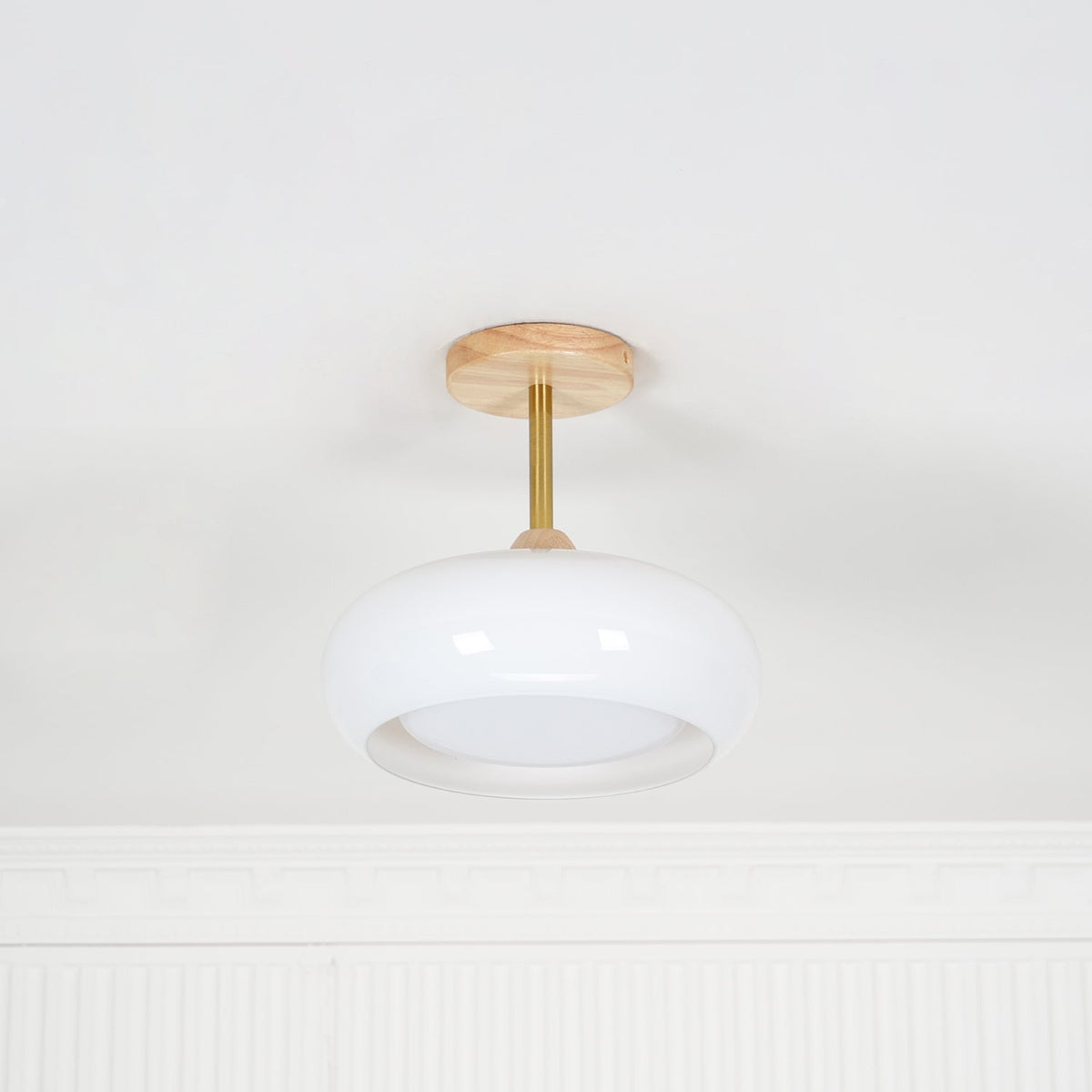 Modern Wood & Glass Ceiling Light, 12-Inch E26 Fixture