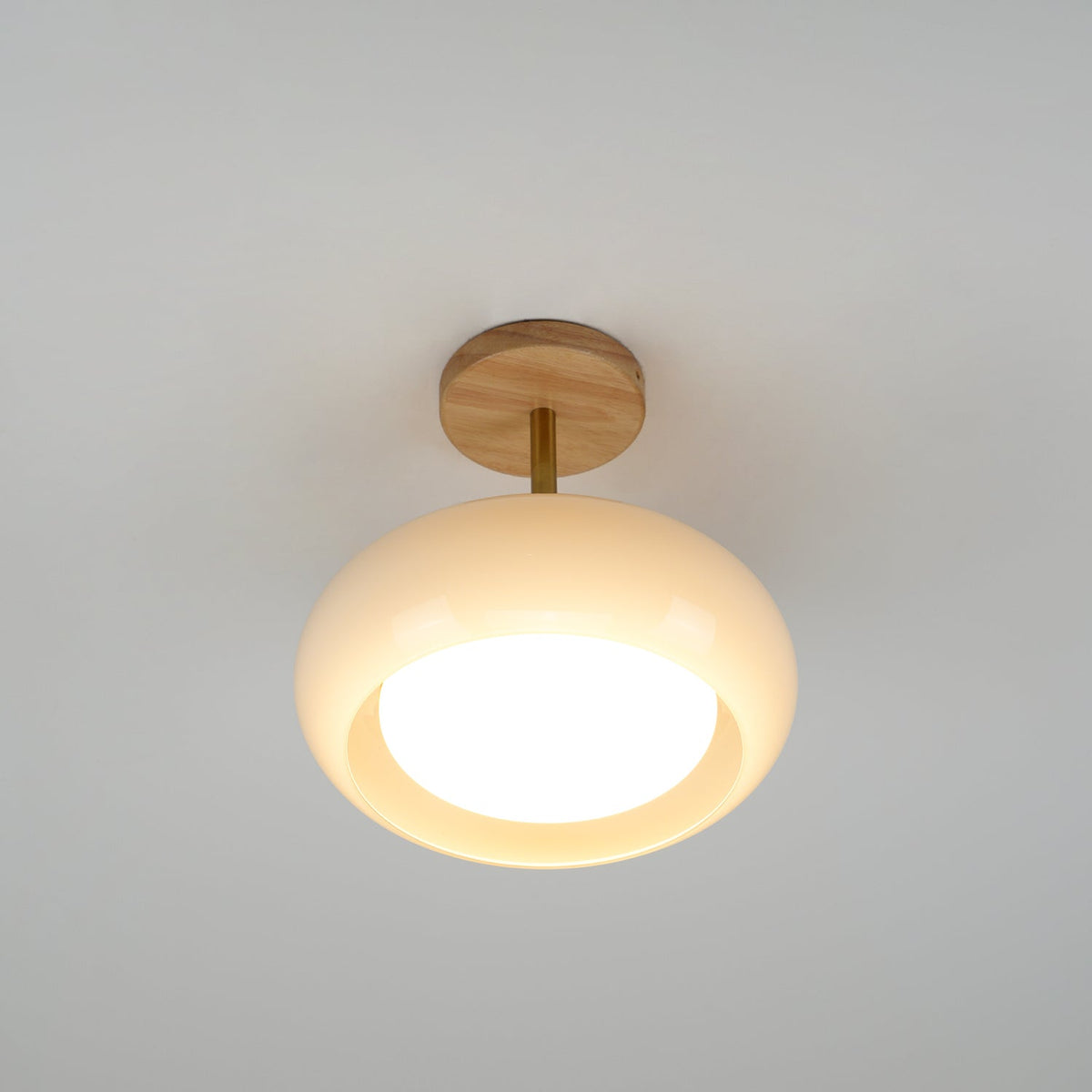 Modern Wood & Glass Ceiling Light, 12-Inch E26 Fixture