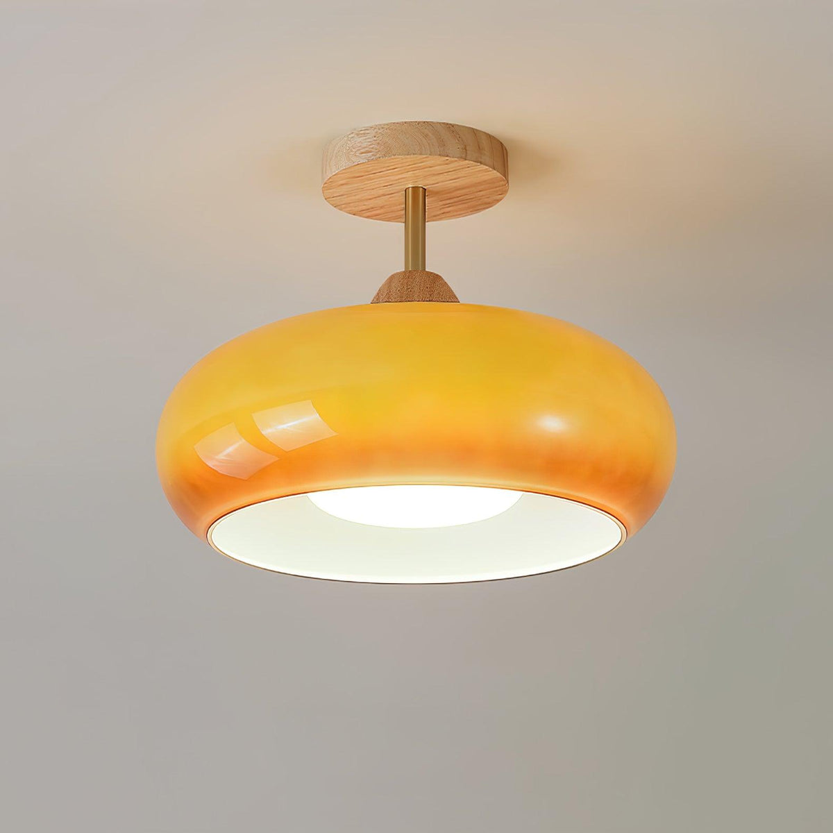 Modern Wood & Glass Ceiling Light, 12-Inch E26 Fixture
