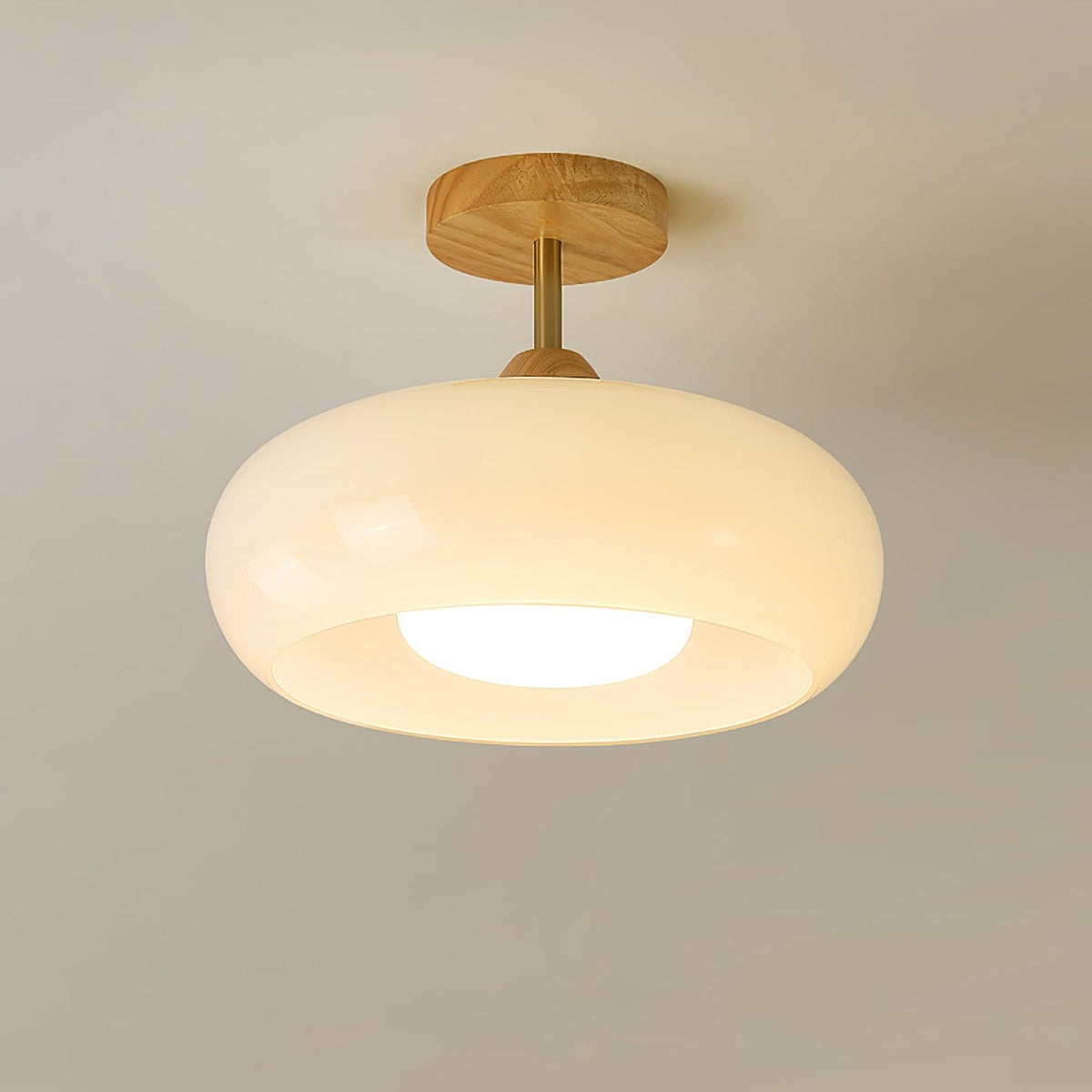 Modern Wood & Glass Ceiling Light, 12-Inch E26 Fixture