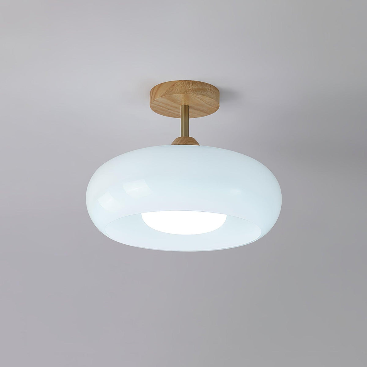 Modern Wood & Glass Ceiling Light, 12-Inch E26 Fixture
