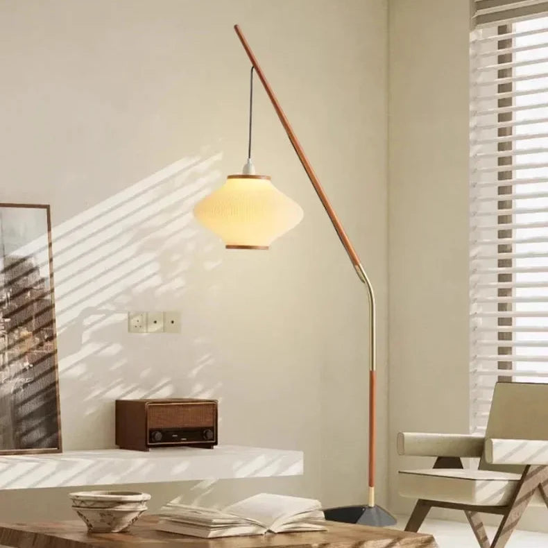 Pleated Shade Arc Floor Lamp
