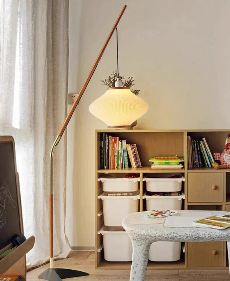 Pleated Shade Arc Floor Lamp