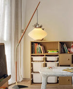 Pleated Shade Arc Floor Lamp