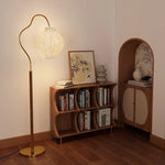 Pleated Shade Metal Arc Floor Lamp
