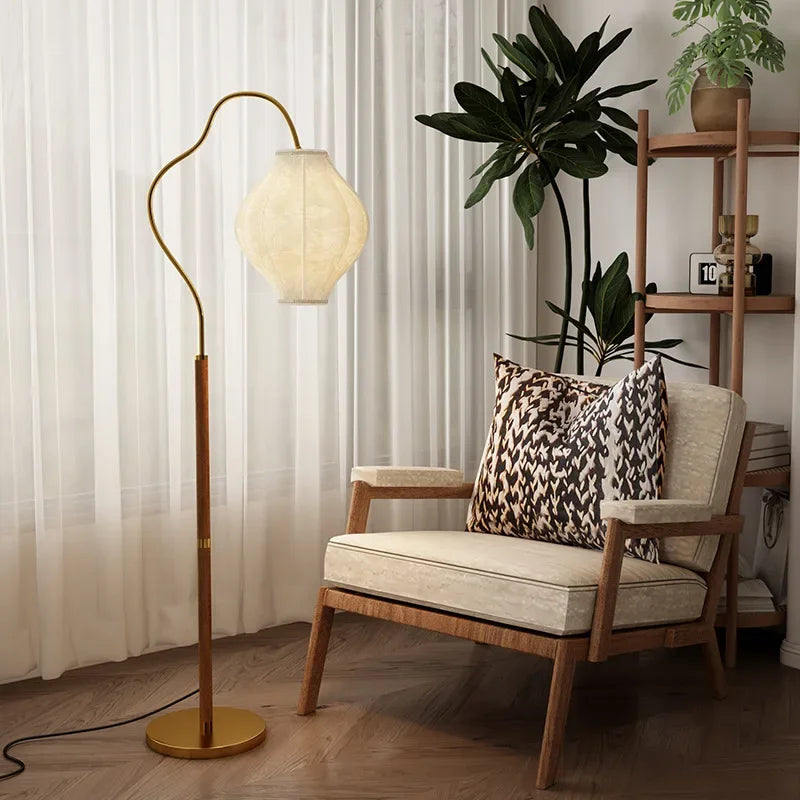 Pleated Shade Metal Arc Floor Lamp