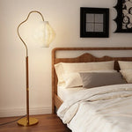 Pleated Shade Metal Arc Floor Lamp
