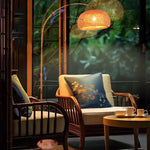 Rattan Shade Arc Floor Lamp