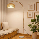 Rattan Shade Arc Floor Lamp