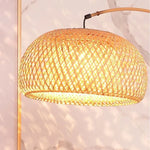 Rattan Shade Arc Floor Lamp