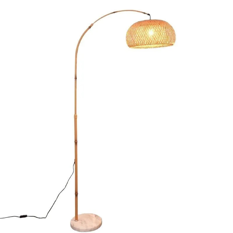 Rattan Shade Arc Floor Lamp