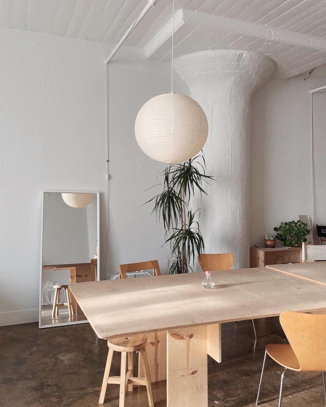 Ribbed Rice Paper Globe Pendant Light