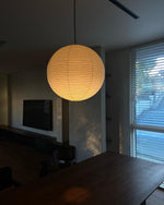 Ribbed Rice Paper Globe Pendant Light