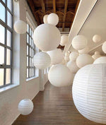 Ribbed Rice Paper Globe Pendant Light