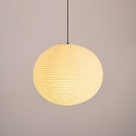 Ribbed Rice Paper Globe Pendant Light