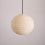 Ribbed Rice Paper Globe Pendant Light