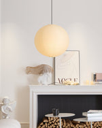 Ribbed Rice Paper Globe Pendant Light