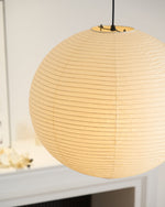 Ribbed Rice Paper Globe Pendant Light