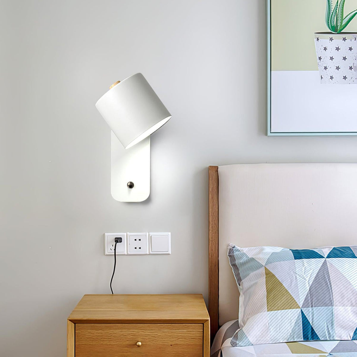 Rechargeable Cordless Wall Sconce, 350° Rotatable Touch Dimmer Light