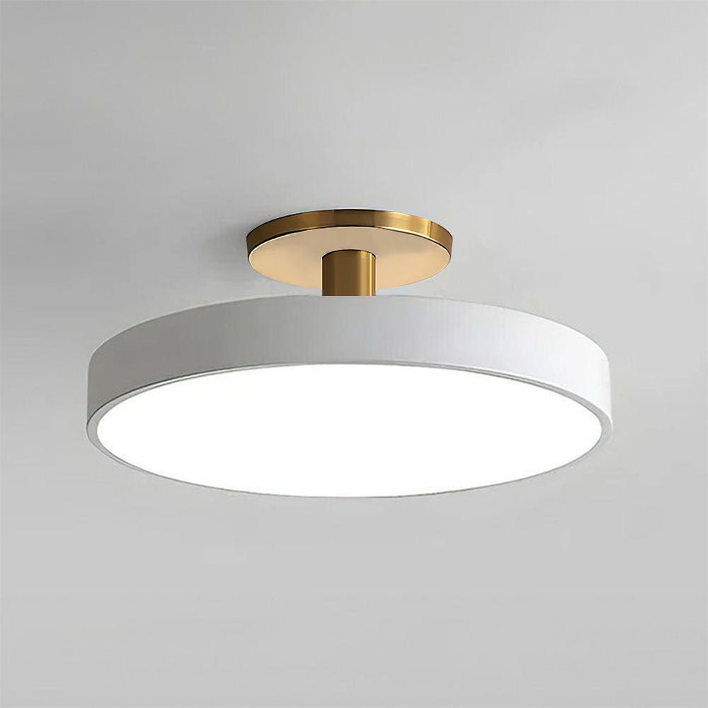Round Flush-Mount Ceiling Light with Metal Frame, 12-Inch Diameter