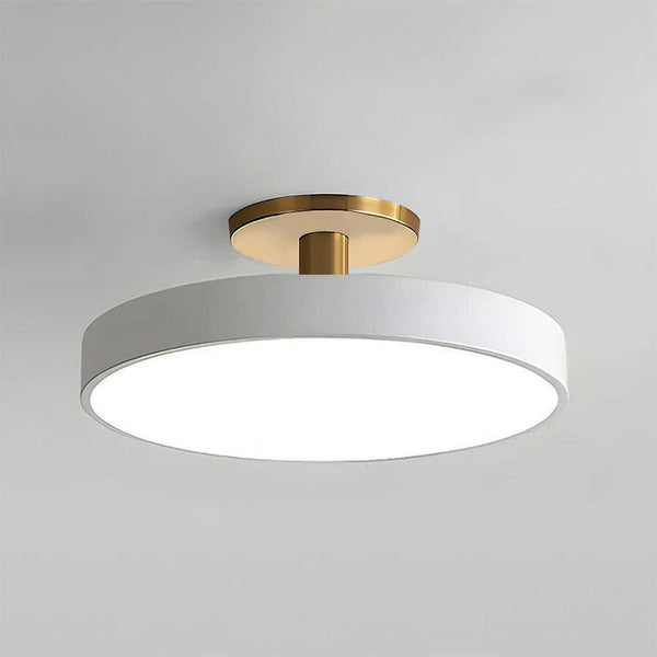 Round Flush-Mount Ceiling Light with Metal Frame, 12-Inch Diameter12