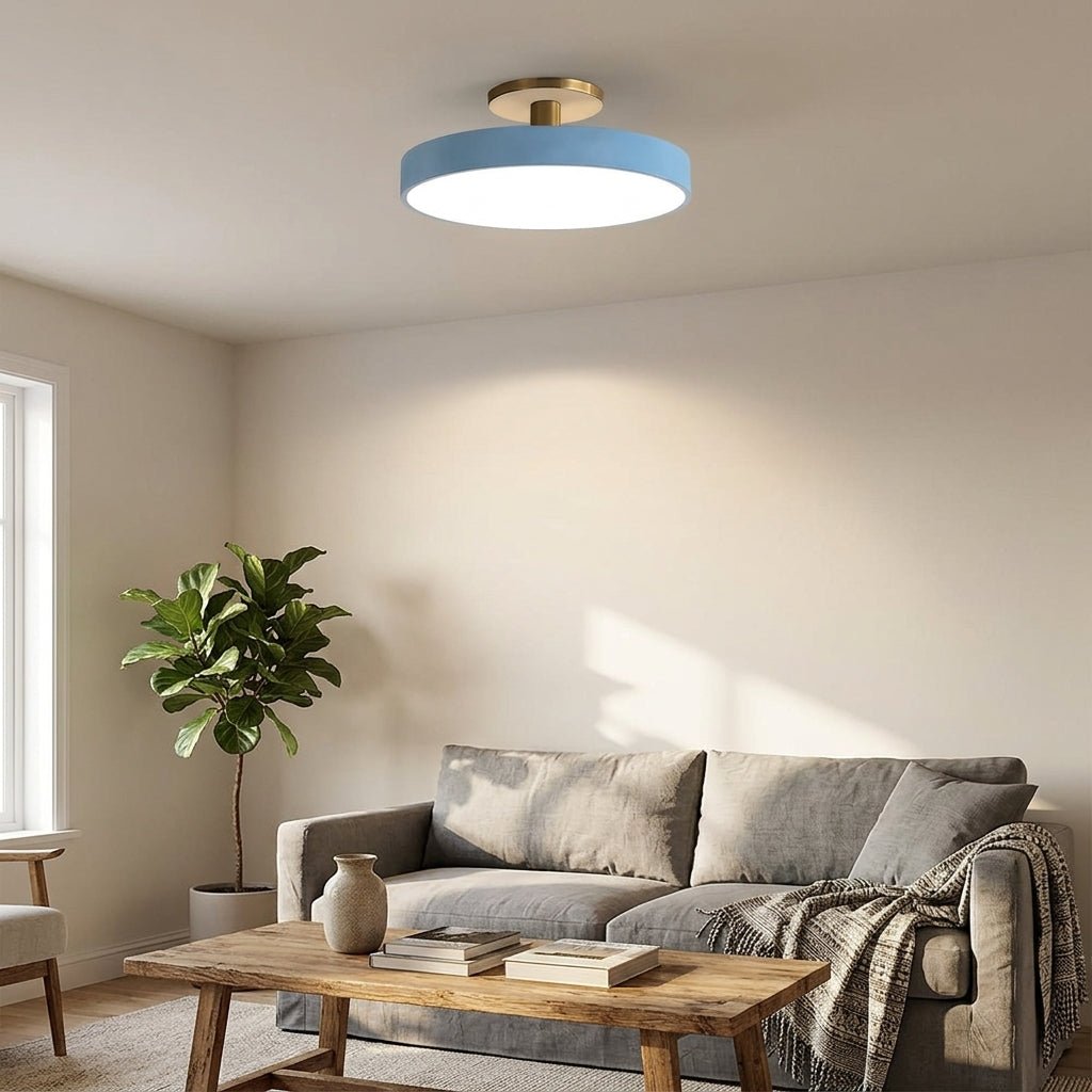 Round Flush-Mount Ceiling Light with Metal Frame, 12-Inch Diameter
