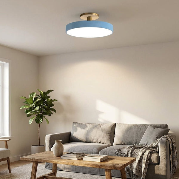Round Flush-Mount Ceiling Light with Metal Frame, 12-Inch Diameter2
