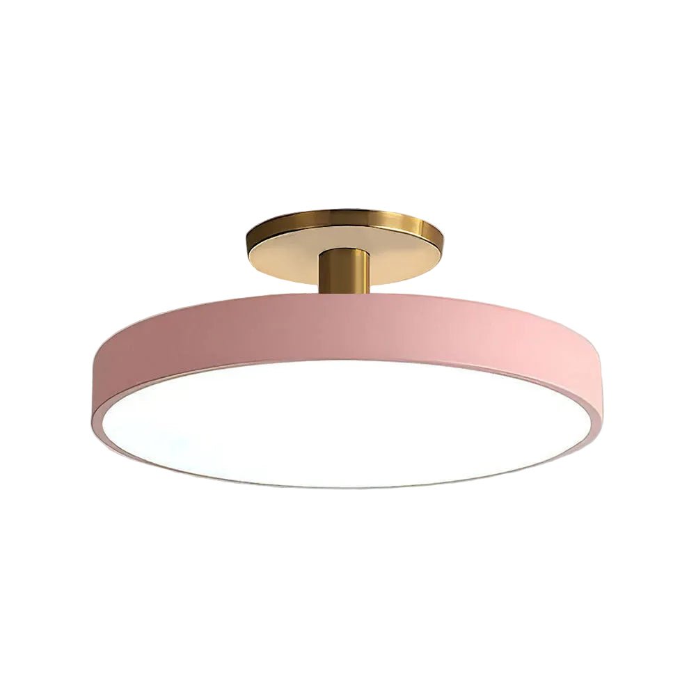 Round Flush-Mount Ceiling Light with Metal Frame, 12-Inch Diameter