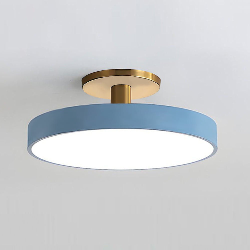 Round Flush-Mount Ceiling Light with Metal Frame, 12-Inch Diameter
