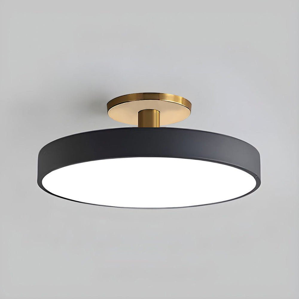 Round Flush-Mount Ceiling Light with Metal Frame, 12-Inch Diameter