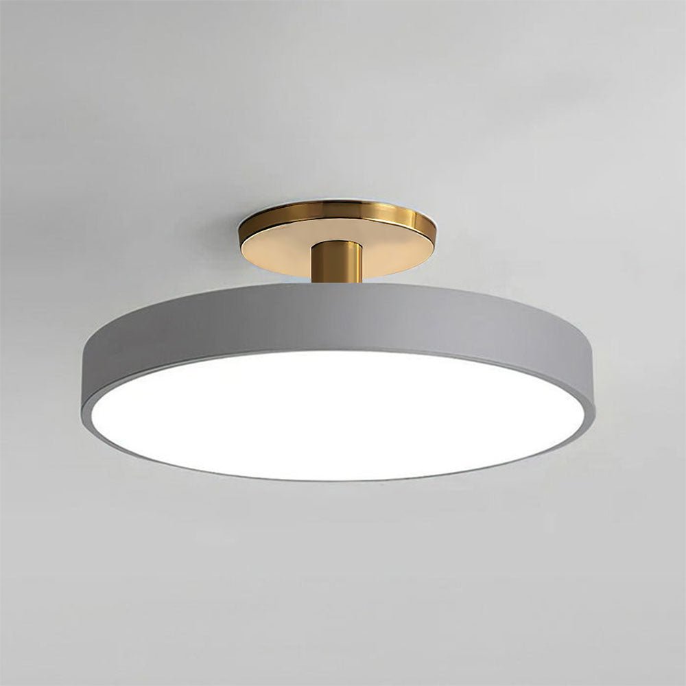 Round Flush-Mount Ceiling Light with Metal Frame, 12-Inch Diameter