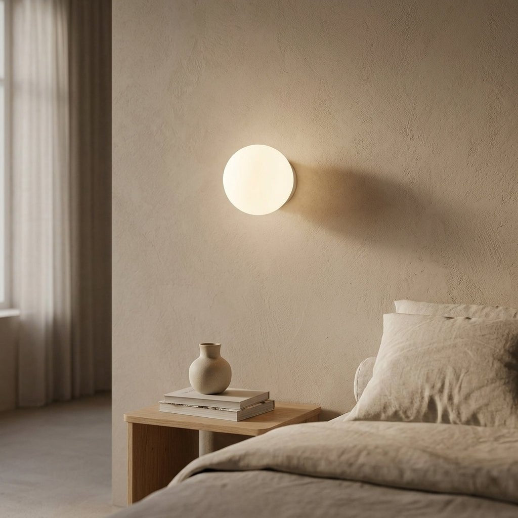 Round Glass LED Wall Sconce - Minimalist Design, 1-Light Fixture