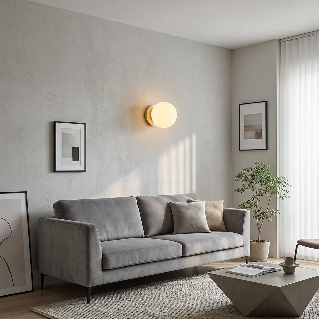 Round Glass LED Wall Sconce - Minimalist Design, 1-Light Fixture