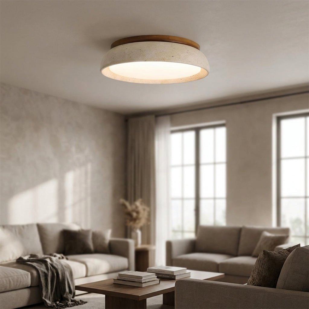 Round LED Ceiling Light with Stone Frame, 30 cm Diameter