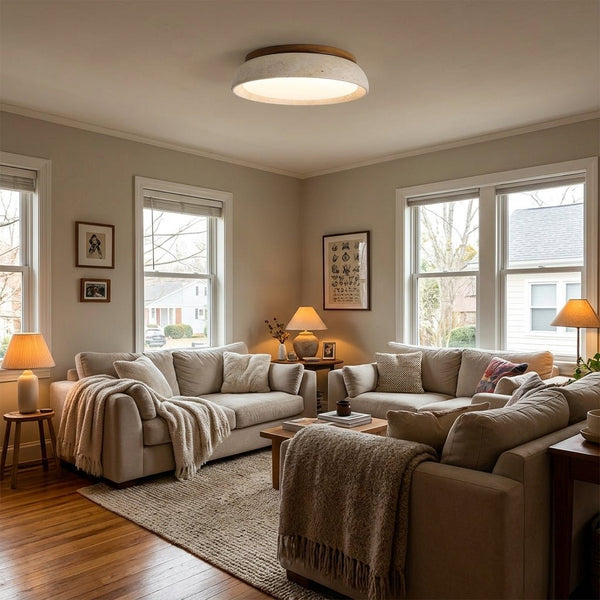 Round LED Ceiling Light with Stone Frame, 30 cm Diameter3