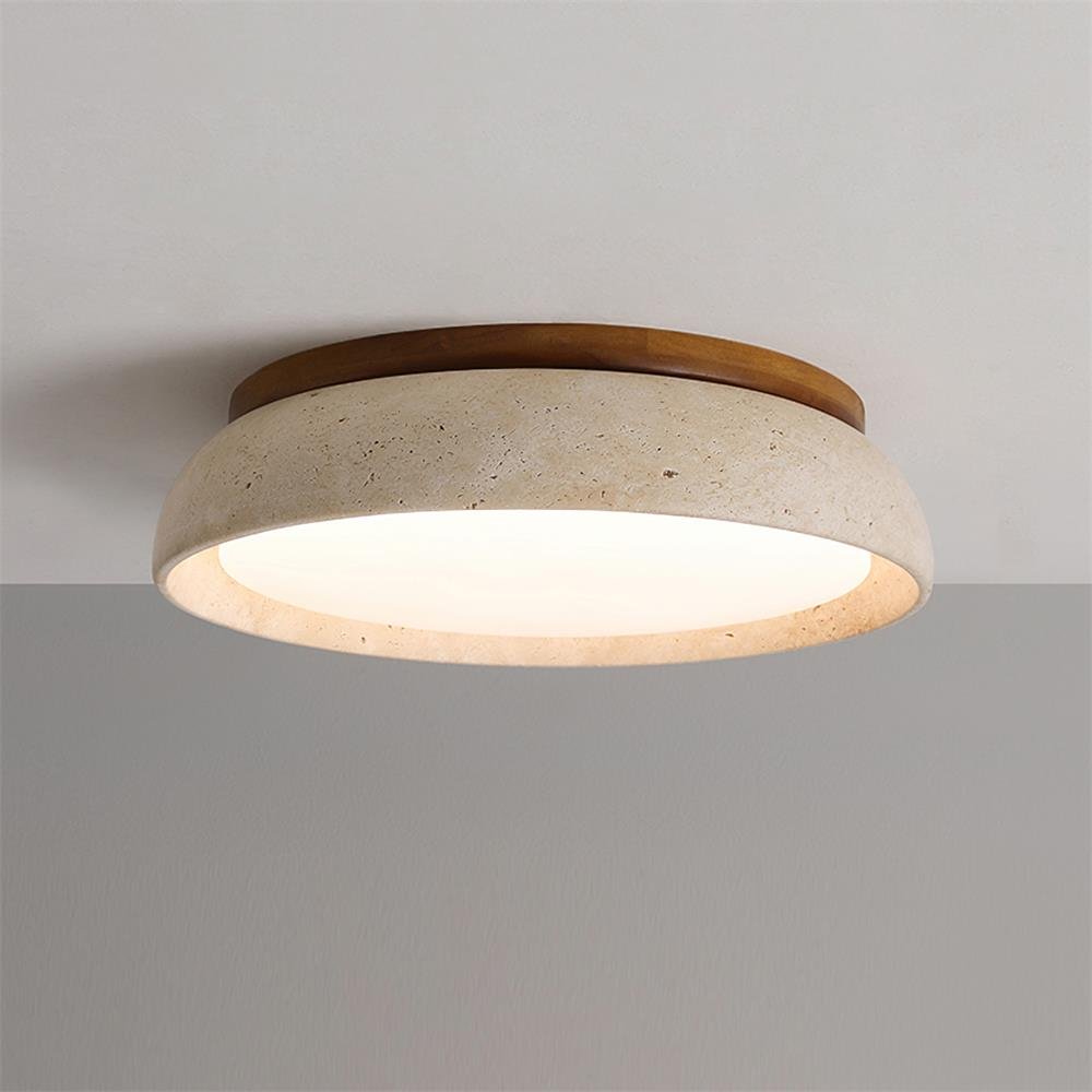 Round LED Ceiling Light with Stone Frame, 30 cm Diameter