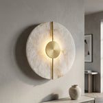 Round LED Wall Sconce with Marble Accent, Modern Nordic Design