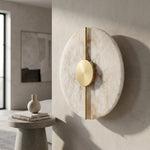 Round LED Wall Sconce with Marble Accent, Modern Nordic Design